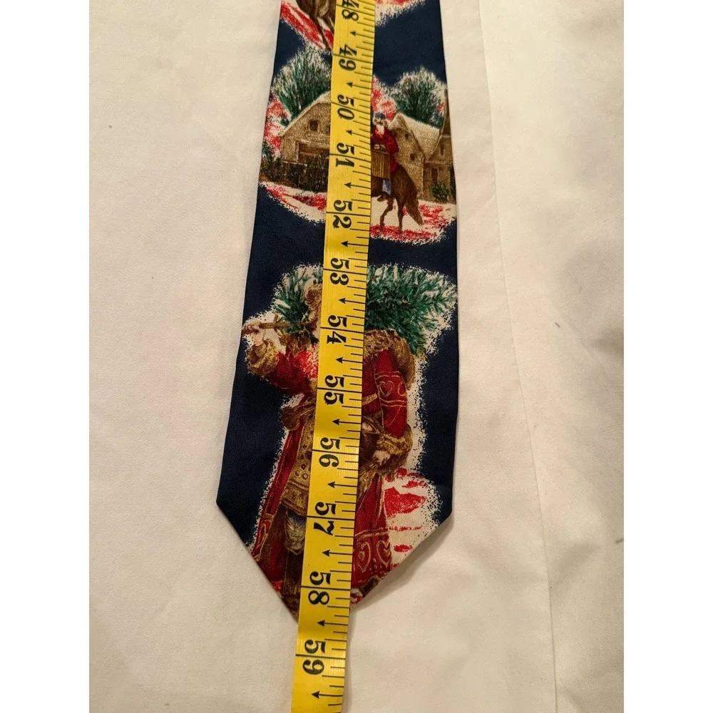 VTG Robert Talbott Carmel Valley Necktie Men Blue Victorian Christmas Santa Silk